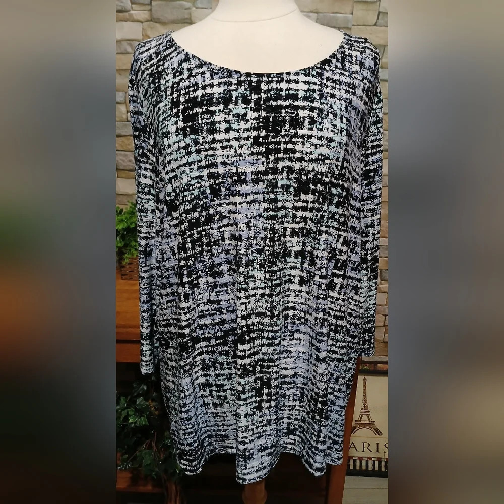 Croft & Barrow Womens 2X Embossed Textured Blouse Top Chic